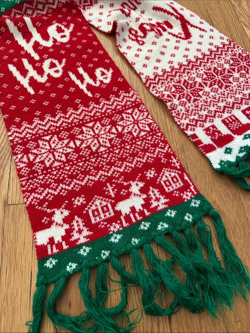 Holiday Knit 'Merry Xmas' Scarf - Red & Green